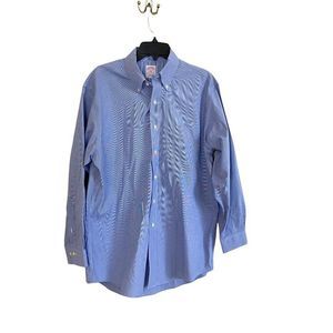 Brooks Brothers XL Mens Blue & White Button Down Dress Shirt Non-Iron